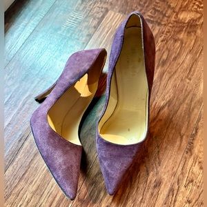 Kate Spade stilettos in suede. Purple, eggplant, gorgeous designer heels!